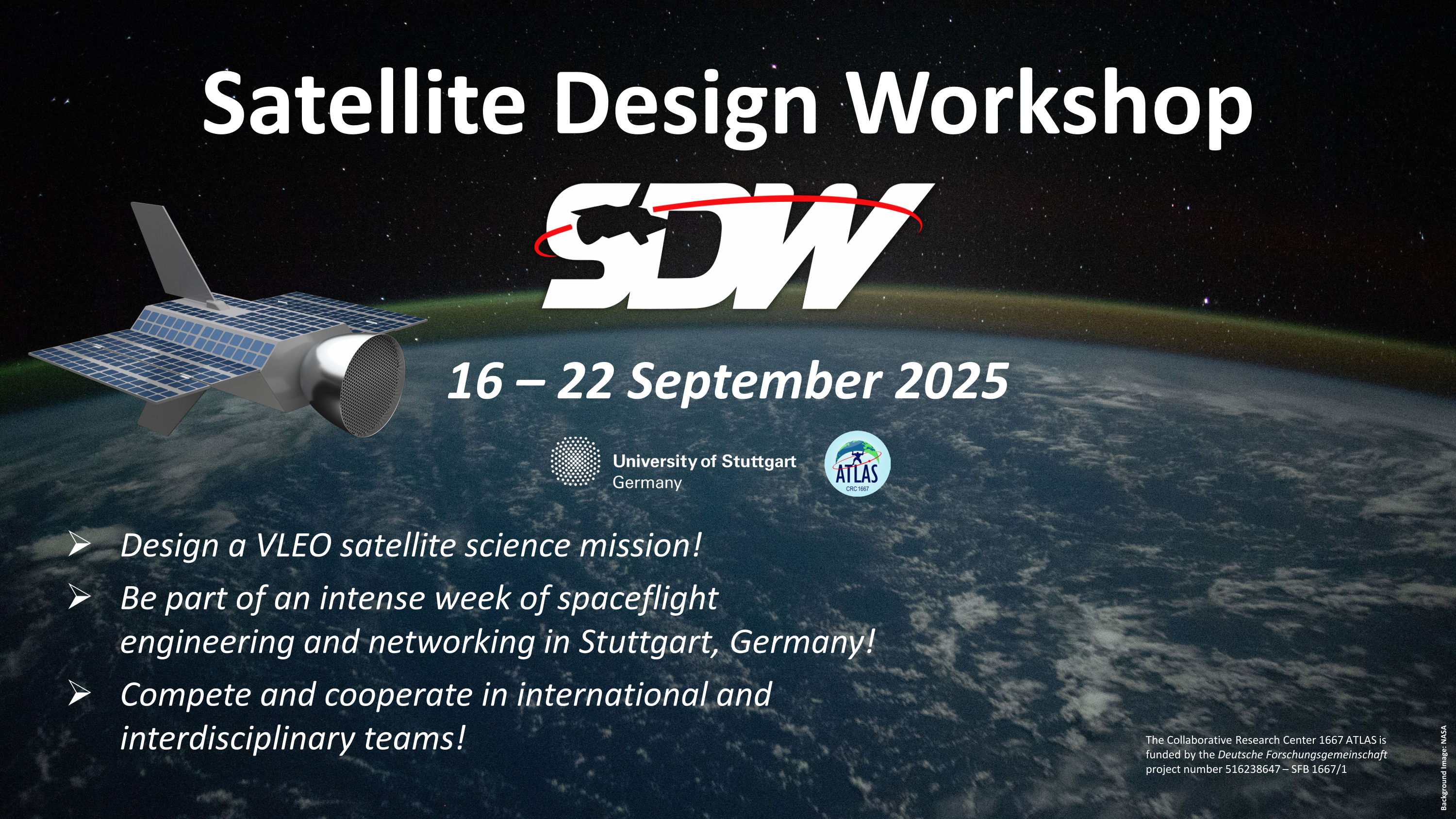 First Satellite Design Workshop am 16 to 22 September 2025 in Stuttgart, Germany